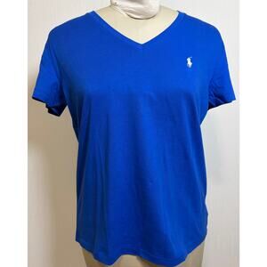 Ralph Lauren Sport Royal Blue Women’s Size Large cotton V-Neck T-Shirt